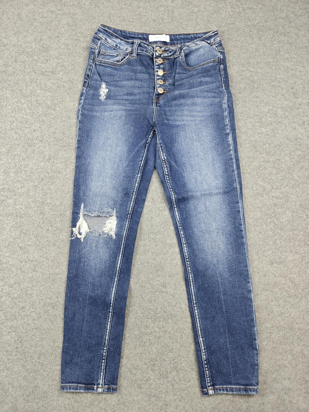 Vervet Blue Jeans Womens 30 Blue Medium Wash High Rise Skinny Stretch Distressed